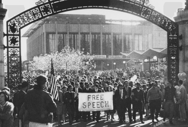 Free Speech Movement at Sather Gate, UC Berkeley